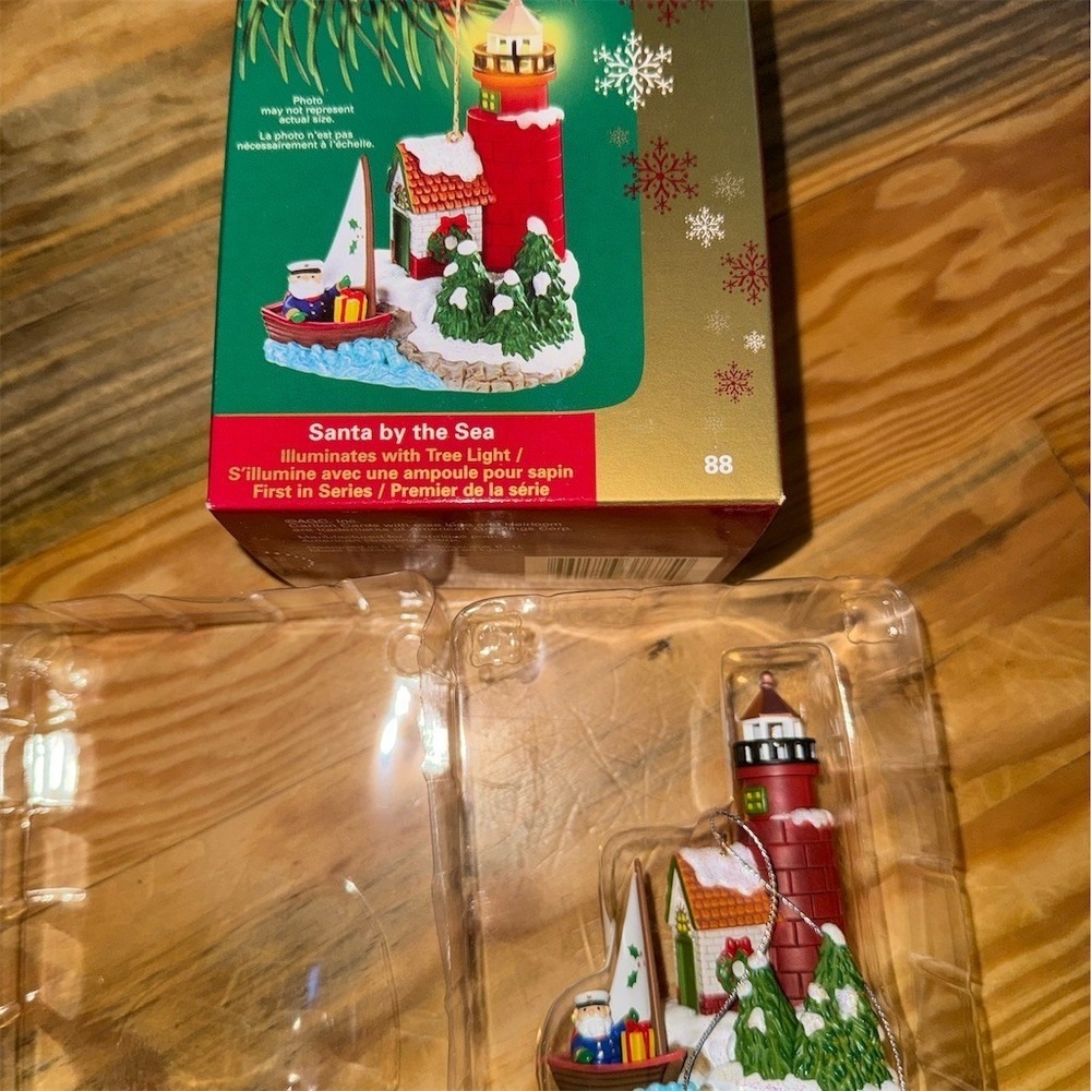 Hallmark Keepsake Santa by the Sea Lighthouse Ornament 1988 1st Series Christmas